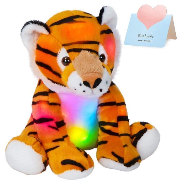 Athoinsu 11'' Light up Tiger Stuffed Animal with LED Night Light Glow in Dark S - Picture 1 of 7